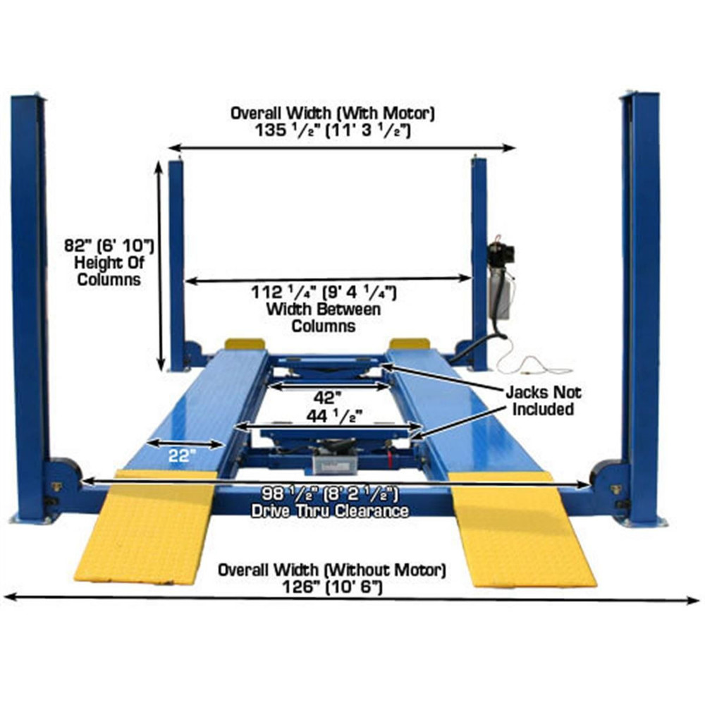 Atlas 412 12,000 lb. 4-Post Lift + RJ6 Rolling Jacks Combo Atlas 412 12,000 lb. 4-Post Lift + RJ6 Rolling Jacks Combo