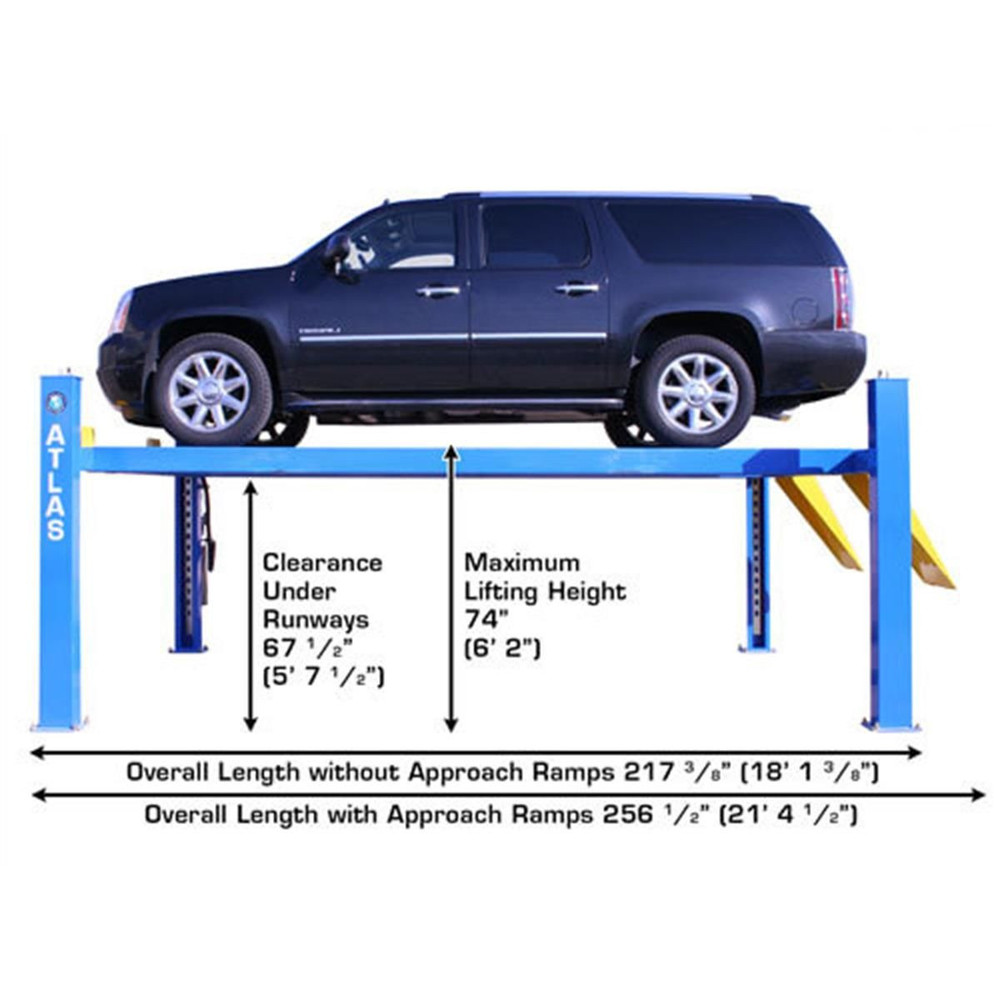 Atlas  414 14,000 lb. 4-Post Lift + RJ8 Rolling Jacks Combo