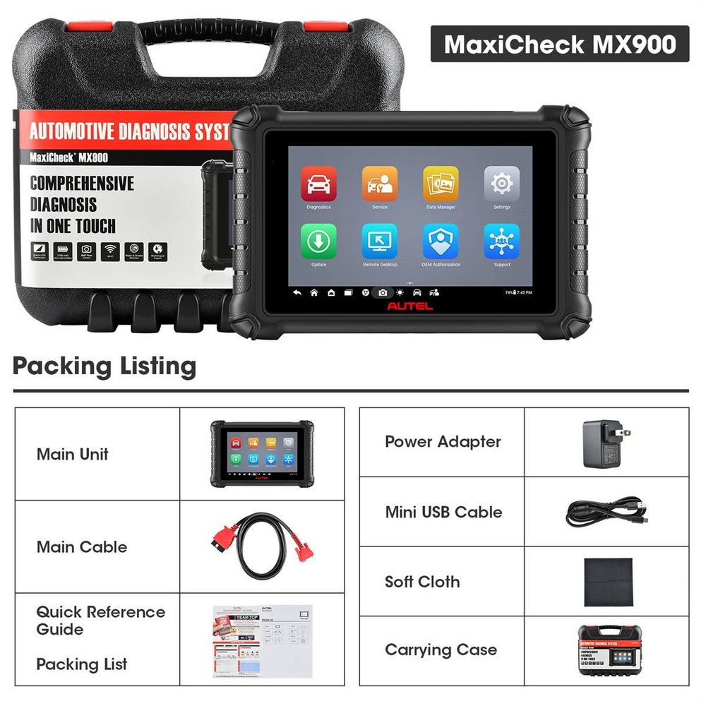 Autel MaxiCheck MX900 8" Touchscreen All-systems scanner and Service Tablet Autel MaxiCheck MX900 8" Touchscreen All-systems scanner and Service Tablet