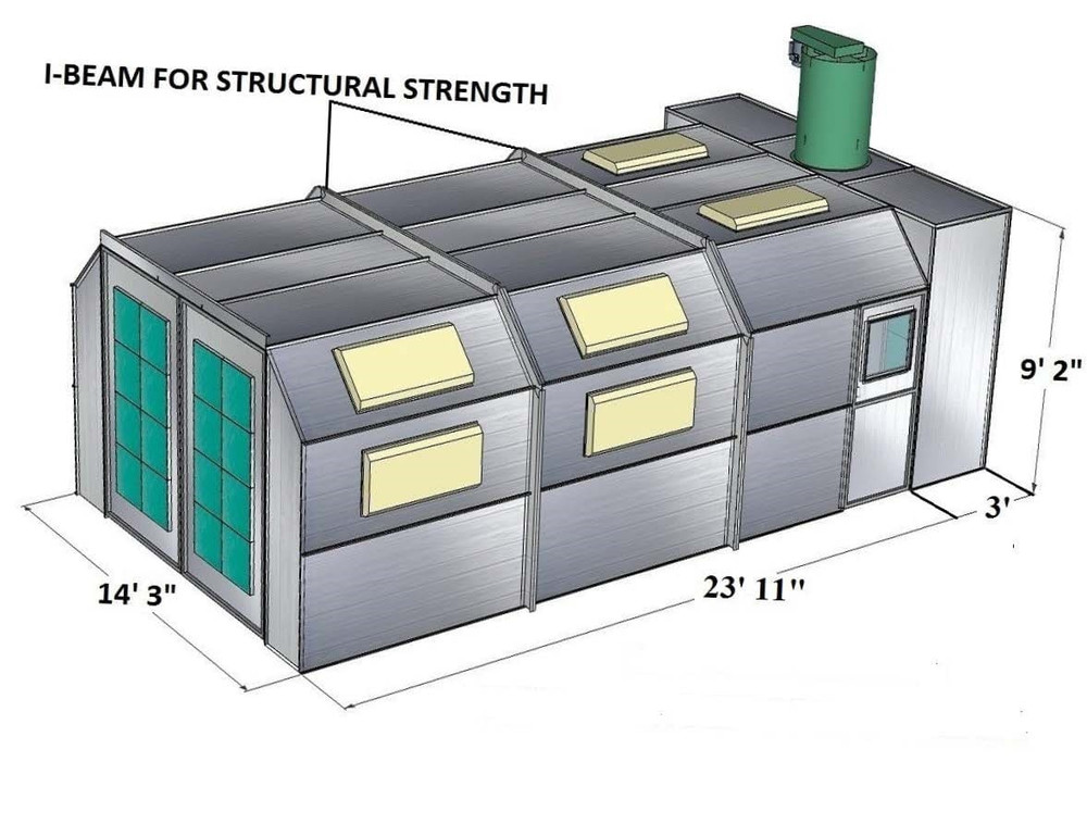 Tuxedo PBCF14927H Cross Flow Bridge Exhaust Paint Booth - Made in USA Tuxedo PBCF14927H Cross Flow Bridge Exhaust Paint Booth - Made in USA