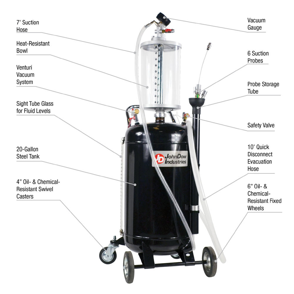 JohnDow JDI-20EV-B 20-Gallon Fluid Evacuator with Transparent Bowl JohnDow JDI-20EV-B 20-Gallon Fluid Evacuator with Transparent Bowl