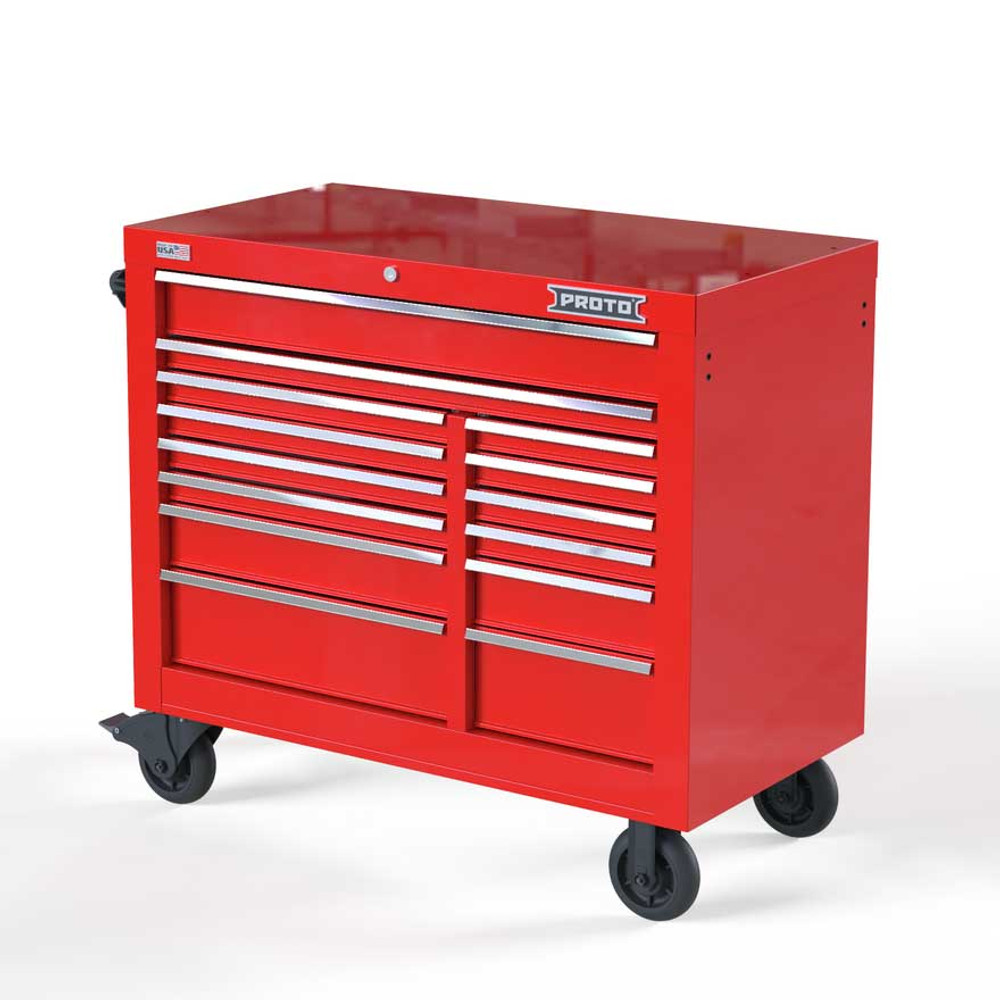 Proto Velocity 42" 14-Drawer Double Bank Roller Cabinet - Red Proto Velocity 42" 14-Drawer Double Bank Roller Cabinet - Red