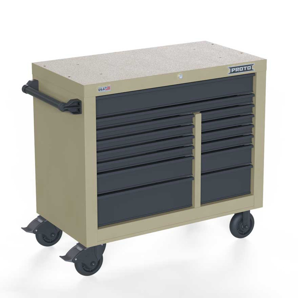 Proto Velocity 42" 14-Drawer Double Bank Roller Cabinet - Desert Tan