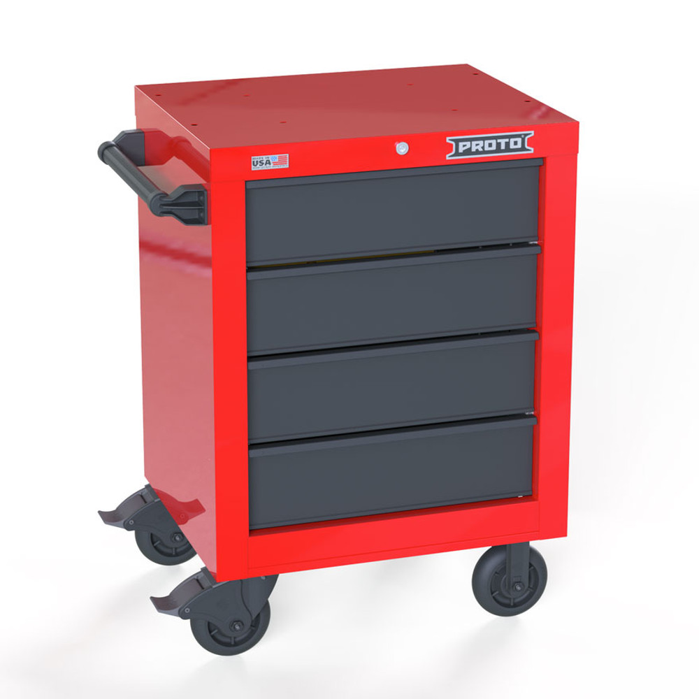 Proto Velocity 27" 4-Drawer Single Bank Roller Cabinet - Red/Gray