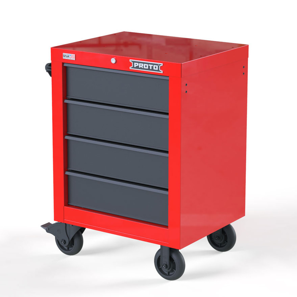 Proto Velocity 27" 4-Drawer Single Bank Roller Cabinet - Red/Gray