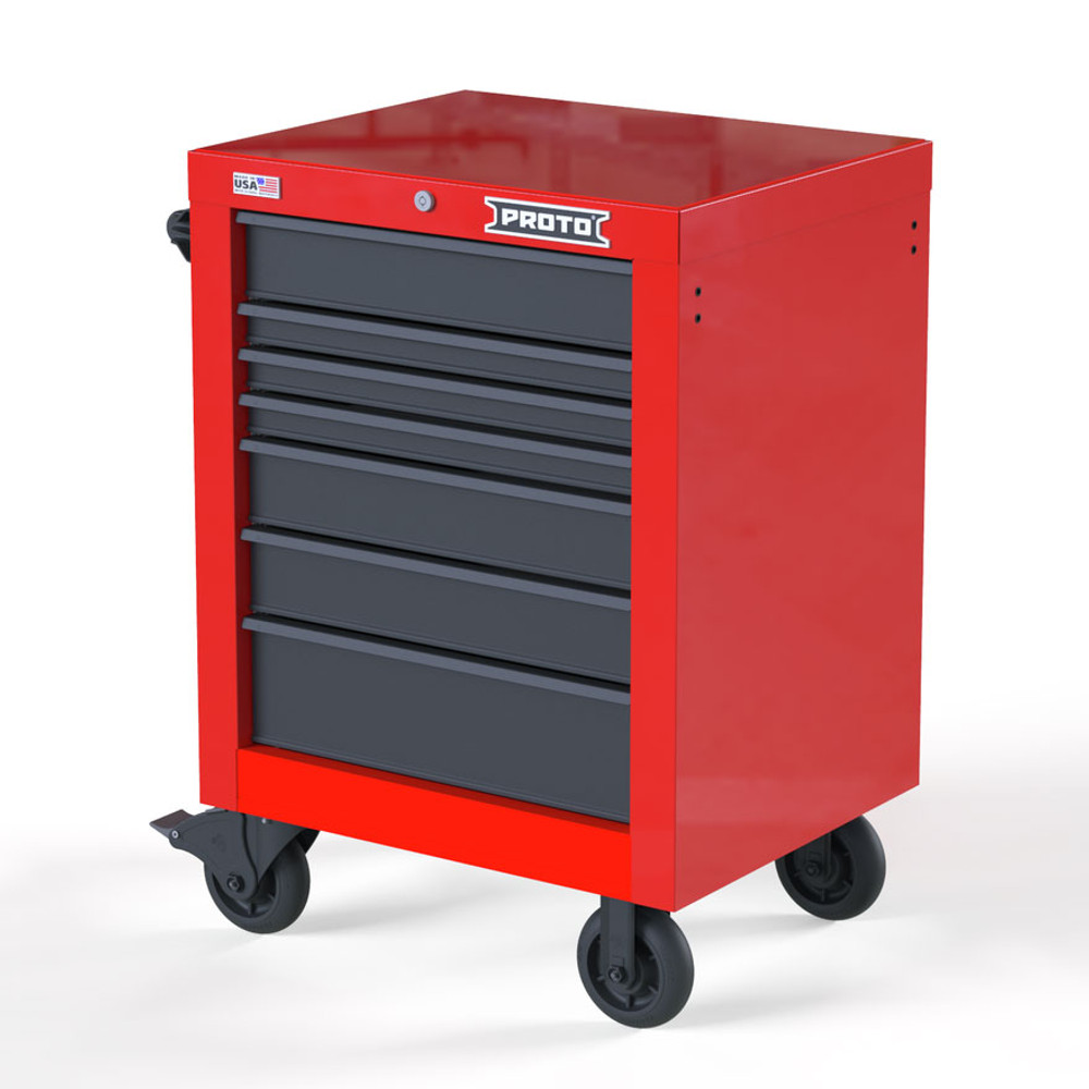 Proto Velocity 27" 7-Drawer Single Bank Roller Cabinet - Red/Gray