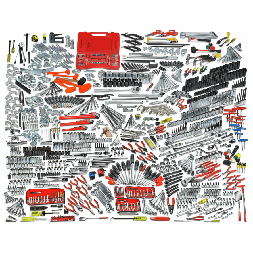 PROTO 1258 PIECE FOAMED MASTER TECHNICIAN MAINTENANCE SET WITH 66" 12-DRAWER WORKSTATION AND 10-DRAWER TOP CHEST