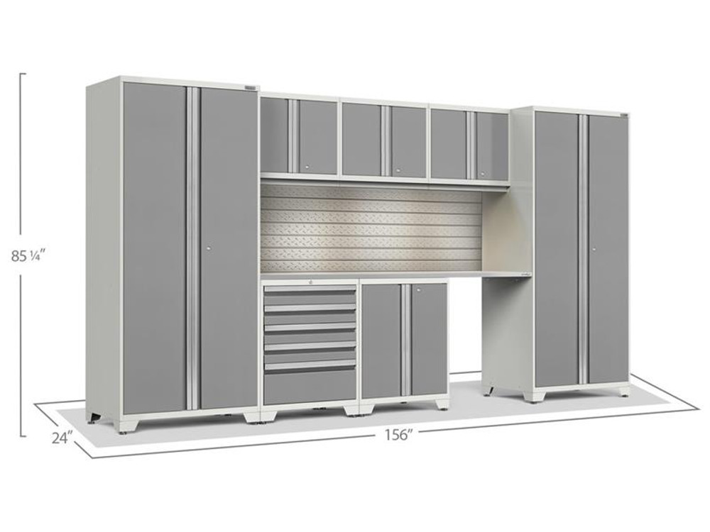 NewAge Pro Series 3.0 White 8 PC Set w/Stainless Steel Top, LED Lights & Backsplash