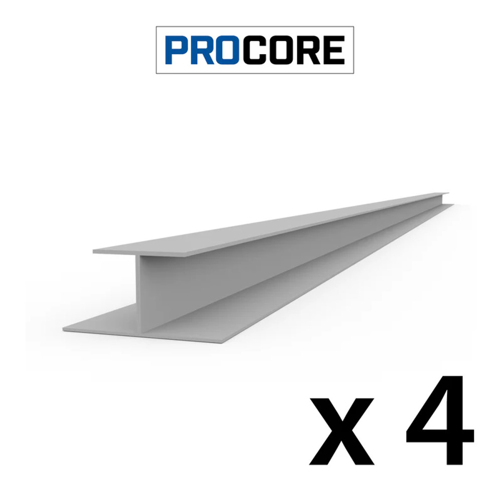 Proslat 8 ft. PROCORE PVC H Trim Pack (4-Pack) - Gray