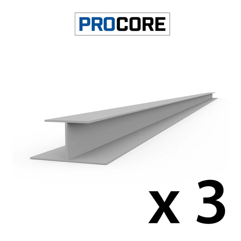 Proslat 8 ft. PROCORE PVC H Trim Pack (3-Pack) - Gray
