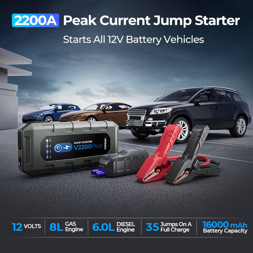 Topdon V2200Plus - 2-in-1 2200 Peak Amp Jump Starter & Battery/System Tester Topdon V2200Plus - 2-in-1 2200 Peak Amp Jump Starter & Battery/System Tester