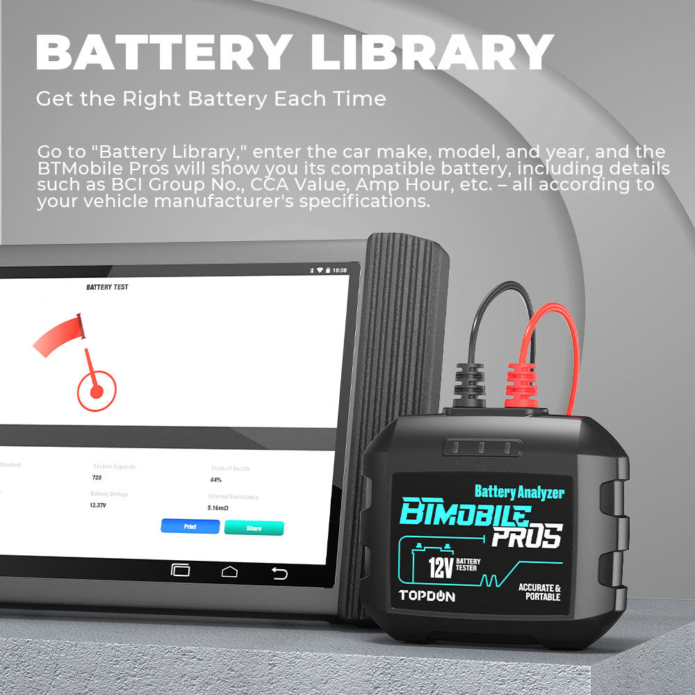 Topdon BTMobile ProS - 12V Battey & System Tester Compatible w/Phoenix Line