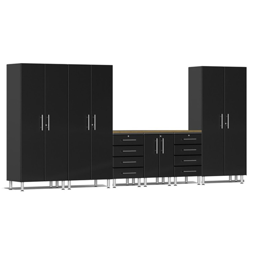 Ulti-MATE Garage 2.0 Series Black Metallic 7 Piece Kit with Bamboo Top