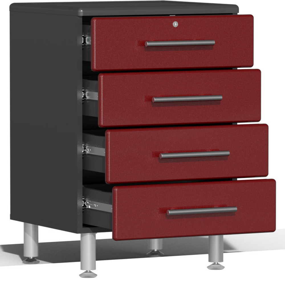 Ulti-MATE Garage 2.0 Series Red Metallic 7 Piece Kit with Bamboo Top