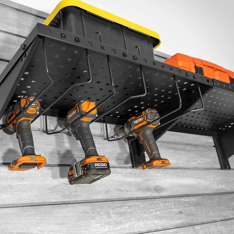 Proslat Stealth 48 in. Heavy Duty Metal Shelf with Tool Holders