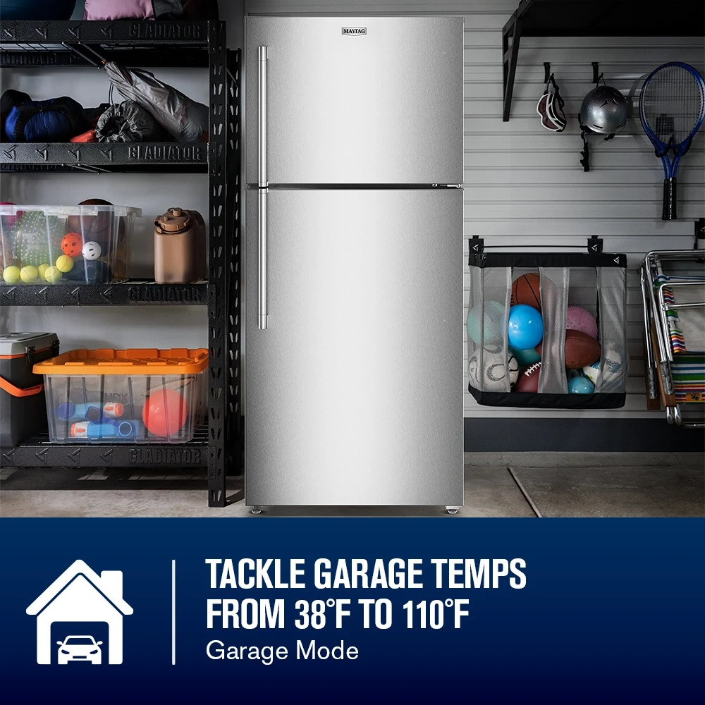 Maytag 33-Inch Wide Top-Freezer Refrigerator with Garage Mode-21 Cu. Ft. Stainless