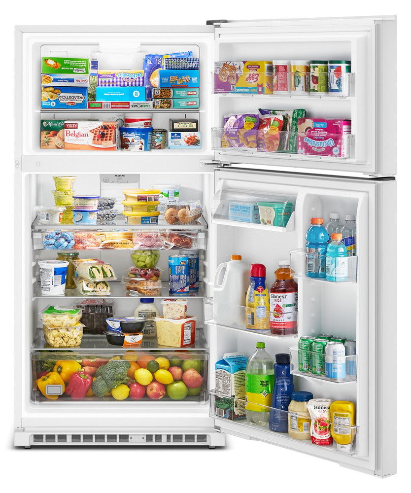 Maytag 33-Inch Wide Top-Freezer Refrigerator with Garage Mode-21 Cu. Ft. White