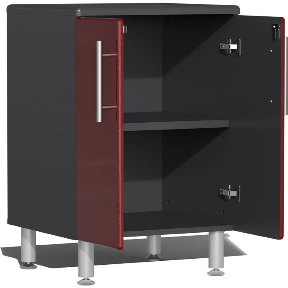 Ulti-MATE Garage 2.0 Series Red Metallic 4 Piece Kit with Bamboo Worktop