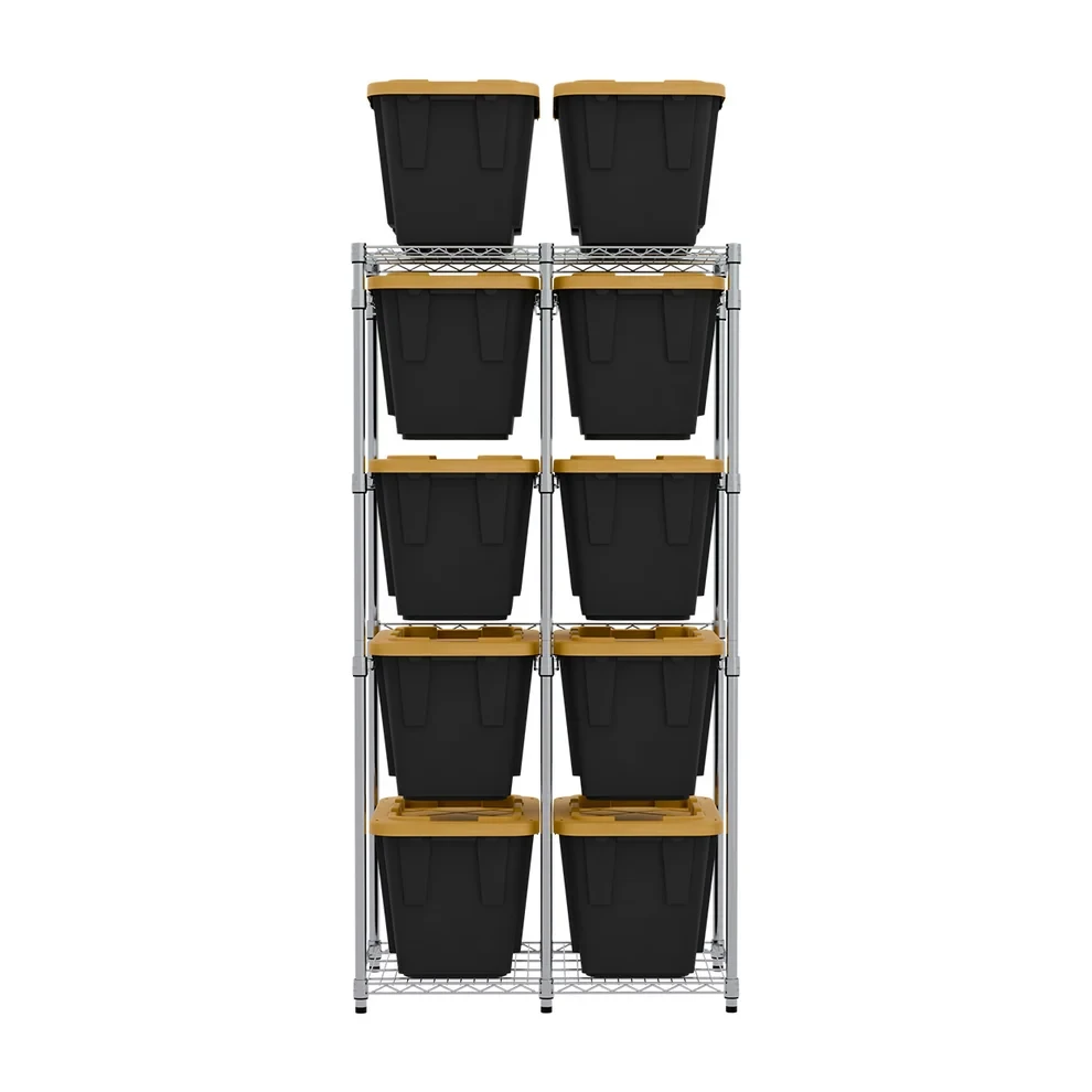 SafeRacks 12 Gallon Storage Bin Rack with Bins - Silver