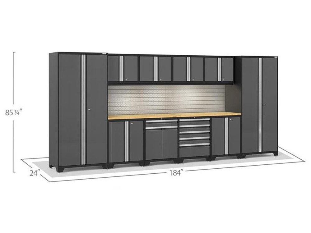 NewAge Pro Series 3.0 Grey 12 Piece Combo w/Bamboo Worktop, LED Lights & Backsplash