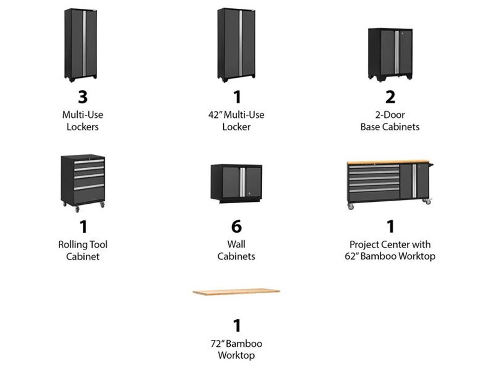 NewAge Bold 3.0 Series 15 PC Set w/Bamboo Worktops - Grey