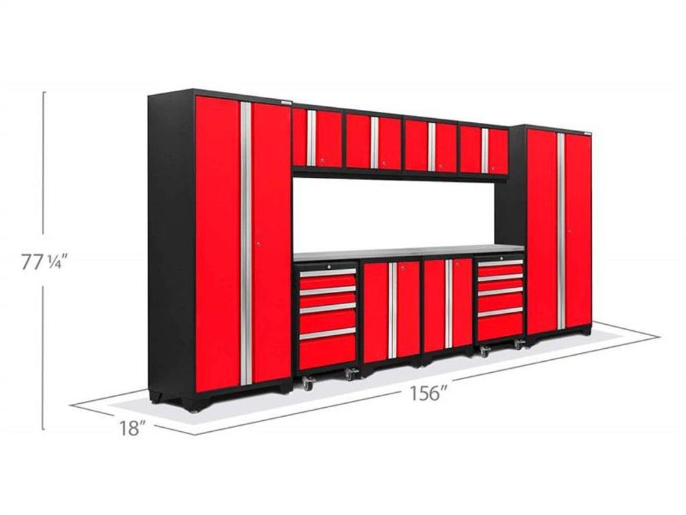 NewAge Bold 3.0 Red 12 Piece Set w/Stainless Steel Worktop & LED Lights