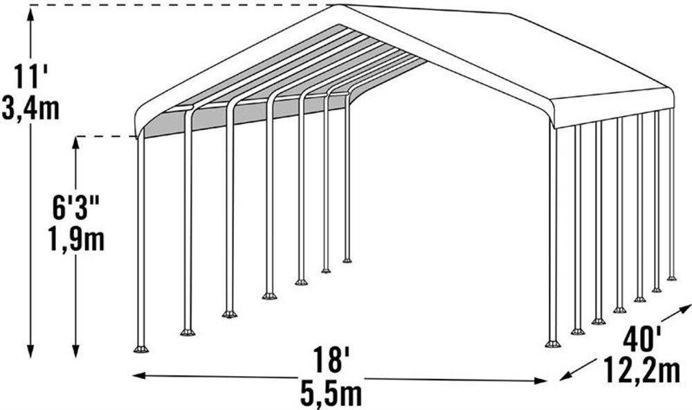 ShelterLogic SuperMax Canopy 18' x 40' - White
