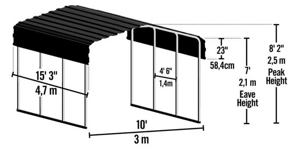 hotel diamant Surichinmoi Arrow Steel Carport 10 x 15 x 7 ft. Galvanized Eggshell