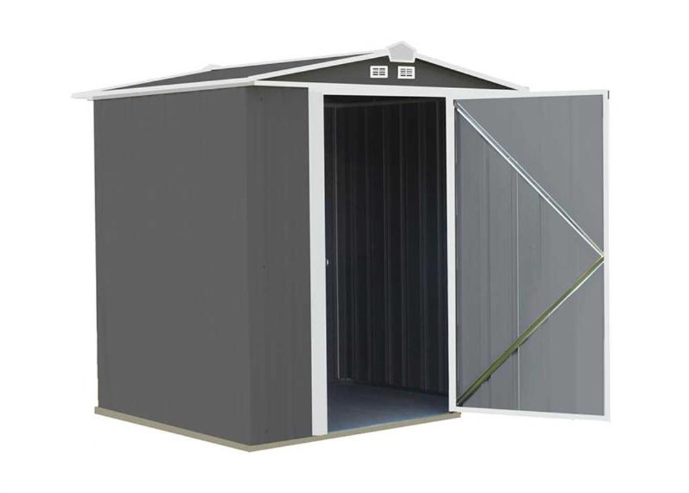 Arrow EZEE Shed Steel Storage 6 x 5 ft. Galvanized Low Gable Charcoal with Cream Trim