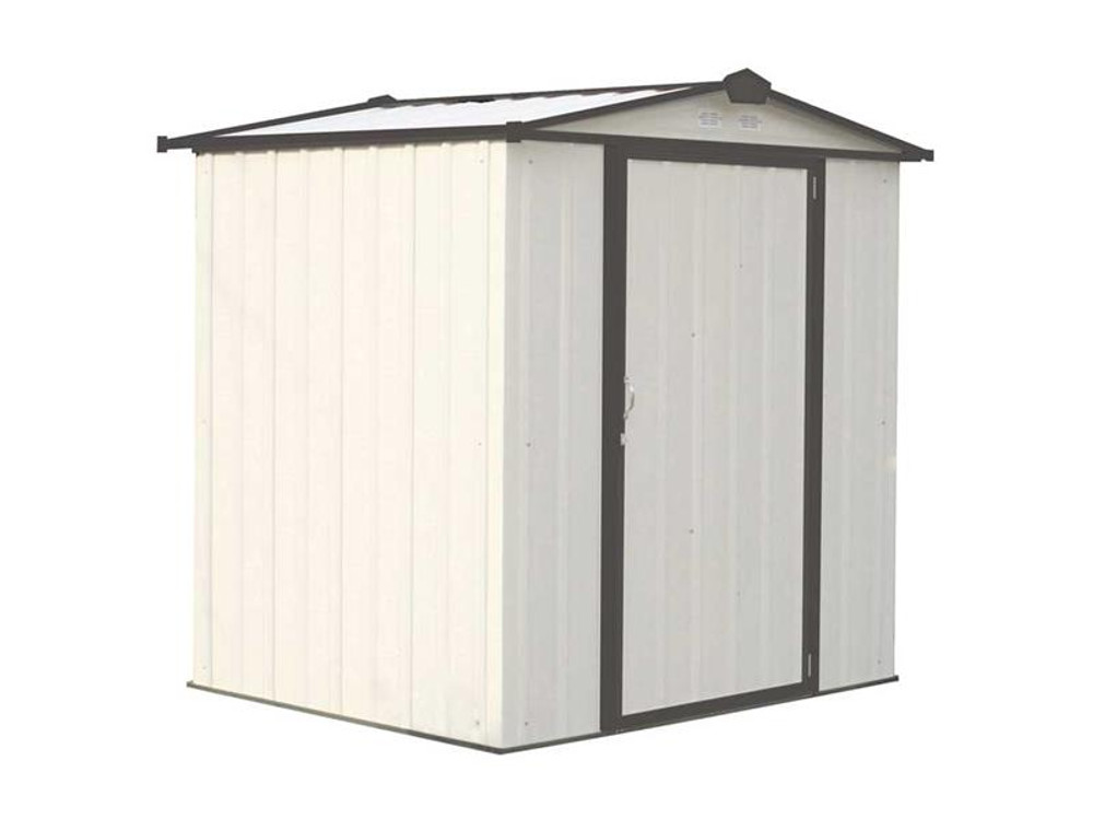 Arrow EZEE Shed Steel Storage 6 x 5 ft. Galvanized Low Gable Cream with Charcoal Trim