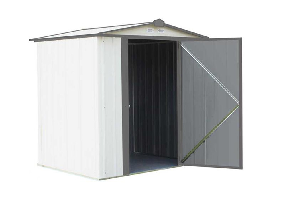 Arrow EZEE Shed Steel Storage 6 x 5 ft. Galvanized Low Gable Cream with Charcoal Trim