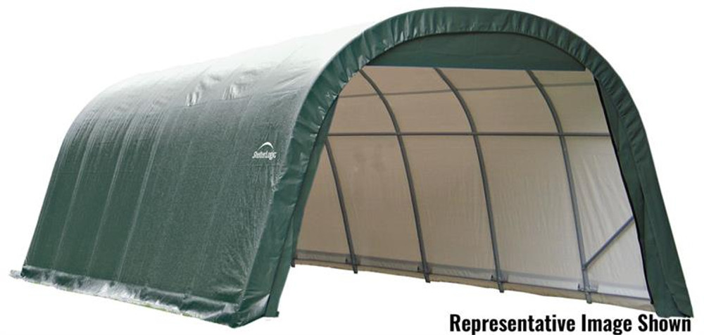 ShelterLogic ShelterCoat 12 x 28 x 8 ft. Wind/Snow Rated Garage Round Green Cover