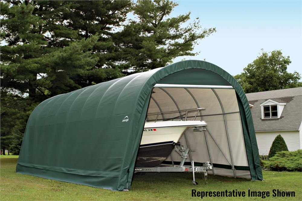 ShelterLogic ShelterCoat 15 x 24 x 12 ft. Wind/Snow Rated Garage Round Green Cover