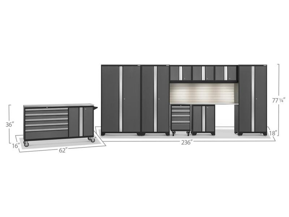 NewAge Bold 3.0 Grey 10 PC Set w/Stainless Steel Worktops, LED Lights & Backsplash NewAge Bold 3.0 Grey 10 PC Set w/Stainless Steel Worktops, LED Lights & Backsplash