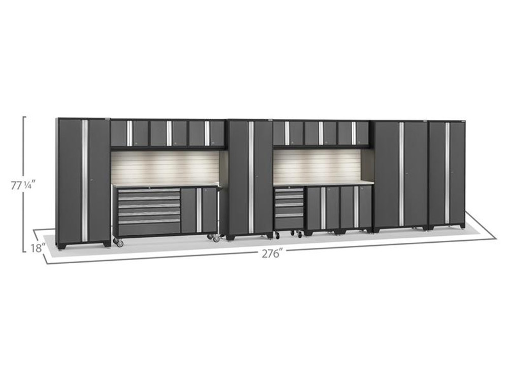 NewAge Bold 3.0 Grey 15 PC Set w/Stainless Steel Worktops, LED Lights & Backsplash NewAge Bold 3.0 Grey 15 PC Set w/Stainless Steel Worktops, LED Lights & Backsplash