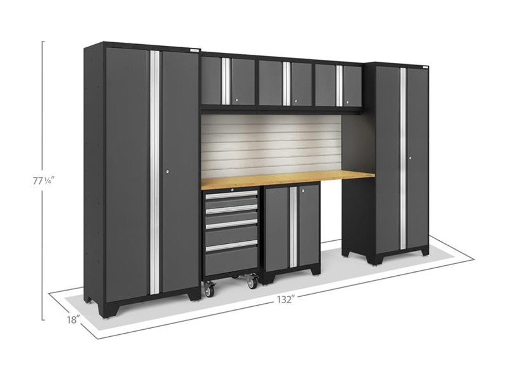 NewAge Bold 3.0 Grey 8 Piece Set w/Bamboo Worktop, LED Lights & Backsplash NewAge Bold 3.0 Grey 8 Piece Set w/Bamboo Worktop, LED Lights & Backsplash