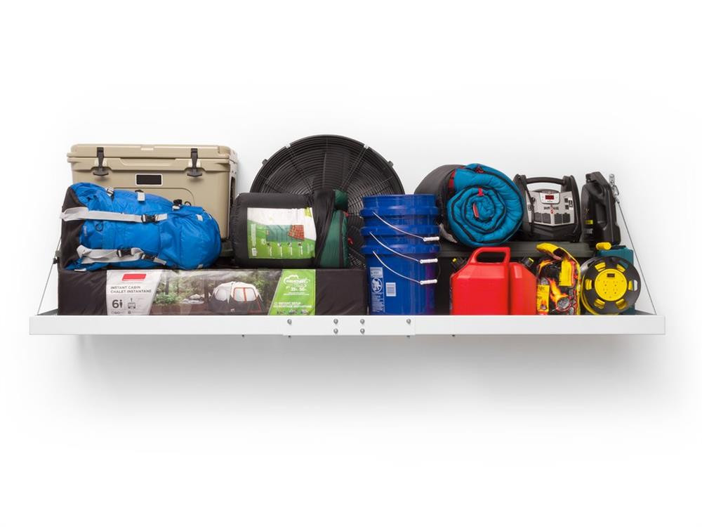 NewAge Pro Series 2 ft. x 8 ft. Wall Mounted Steel Shelf - White NewAge Pro Series 2 ft. x 8 ft. Wall Mounted Steel Shelf - White