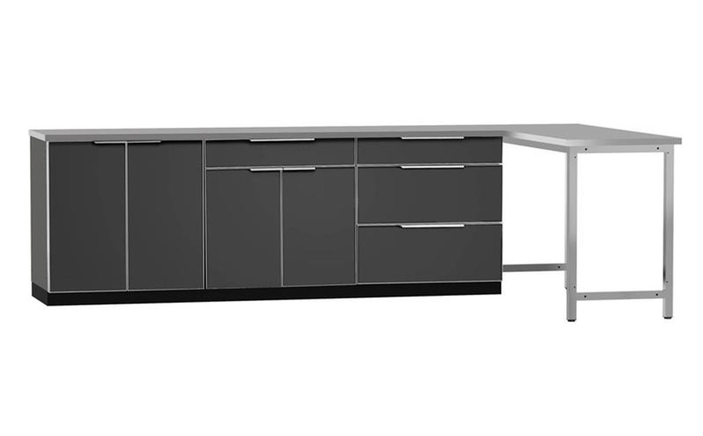 NewAge Aluminum Slate 184"W x 24"D Outdoor Kitchen Set w/Countertops