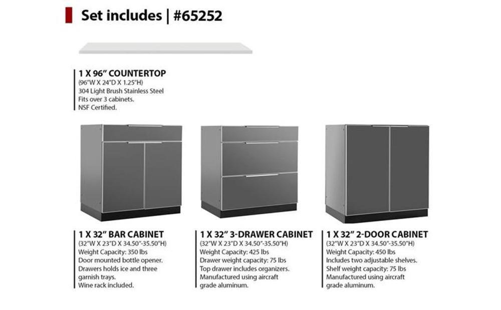 NewAge Aluminum Slate 96"W x 24"D Outdoor Kitchen Set w/Countertop NewAge Aluminum Slate 96"W x 24"D Outdoor Kitchen Set w/Countertop