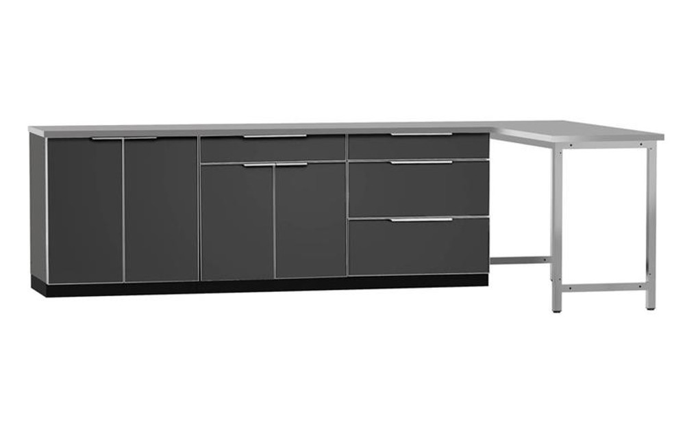Newage Aluminum Slate 184 W X 24 D Outdoor Kitchen Set W Countertops Covers