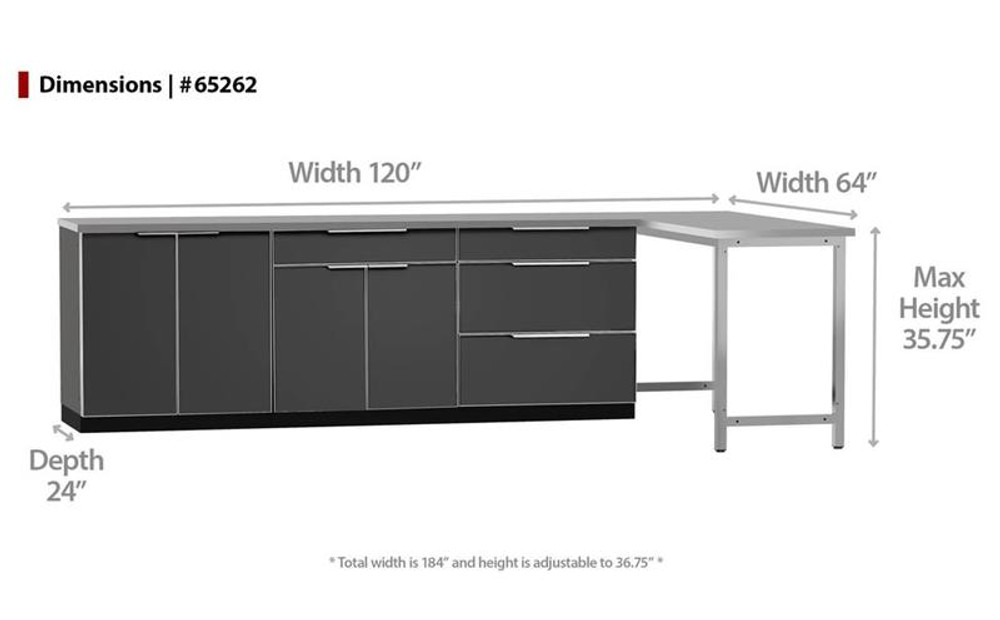 NewAge Aluminum Slate 184"W x 24"D Outdoor Kitchen Set w/Countertops & Covers NewAge Aluminum Slate 184"W x 24"D Outdoor Kitchen Set w/Countertops & Covers