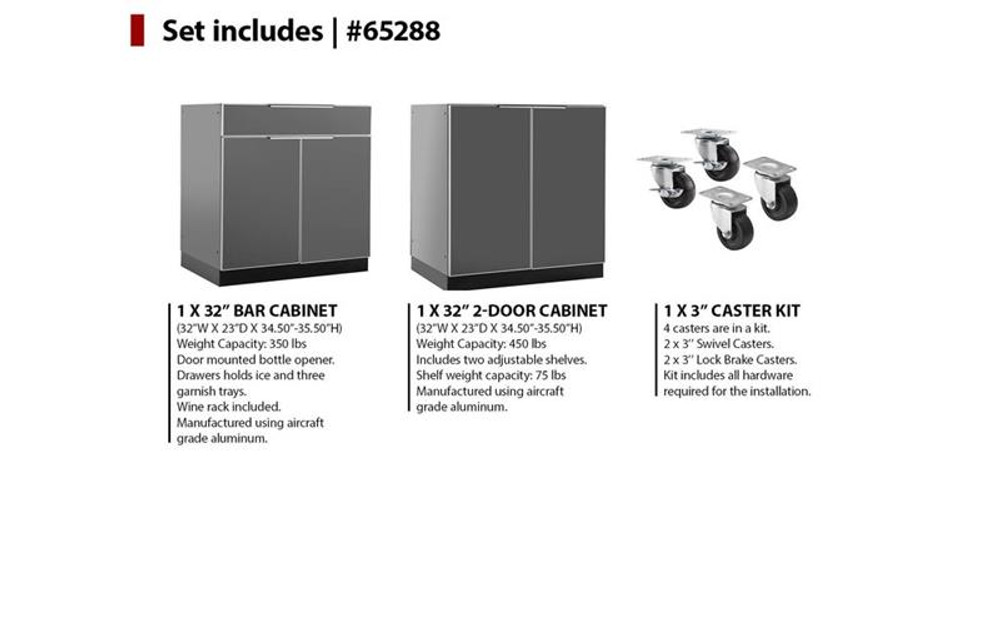 NewAge Aluminum Slate 64"W x 24"D Outdoor Kitchen Set NewAge Aluminum Slate 64"W x 24"D Outdoor Kitchen Set