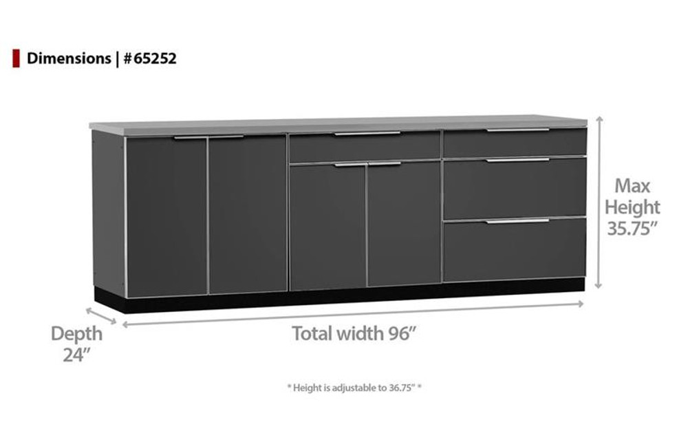 NewAge Aluminum Slate 96"W x 24"D Outdoor Kitchen Set w/Countertop & Cover NewAge Aluminum Slate 96"W x 24"D Outdoor Kitchen Set w/Countertop & Cover