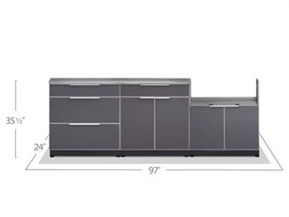 NewAge Aluminum Slate 4 Piece Outdoor Kitchen Set with Countertops & Covers NewAge Aluminum Slate 4 Piece Outdoor Kitchen Set with Countertops & Covers