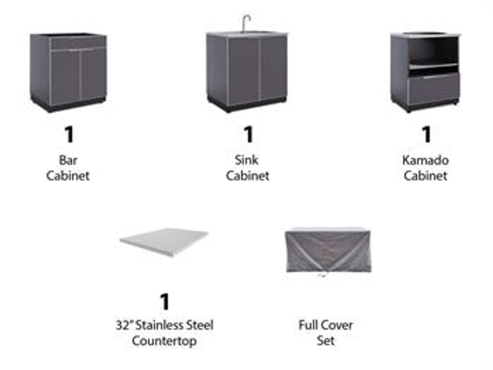 NewAge Aluminum Slate 4-Piece Outdoor Kitchen Sink Set with Countertop & Covers NewAge Aluminum Slate 4-Piece Outdoor Kitchen Sink Set with Countertop & Covers