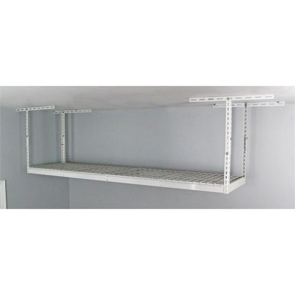 SafeRacks 2' x 8' Overhead Storage Rack 12" - 21" Drop - White SafeRacks 2' x 8' Overhead Storage Rack 12" - 21" Drop - White