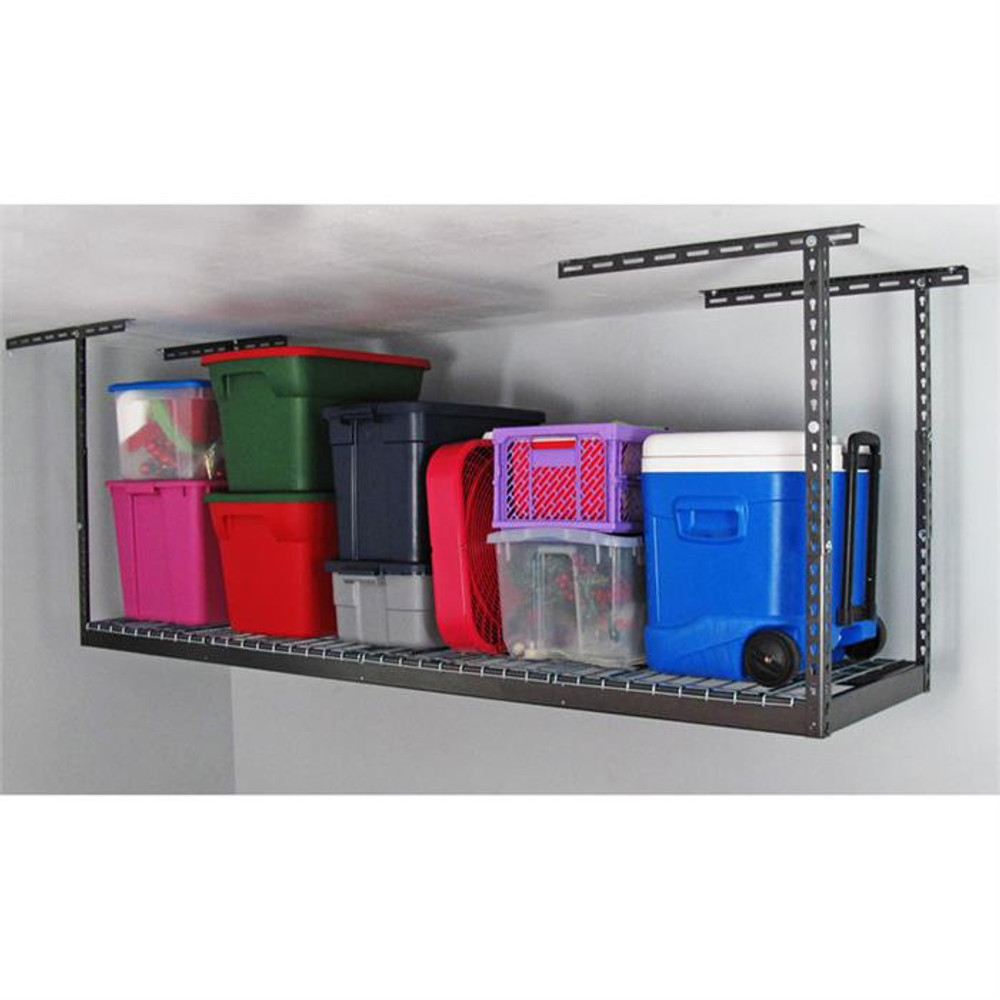 SafeRacks 2' x 8' Overhead Storage Rack 12" - 21" Drop - Hammertone