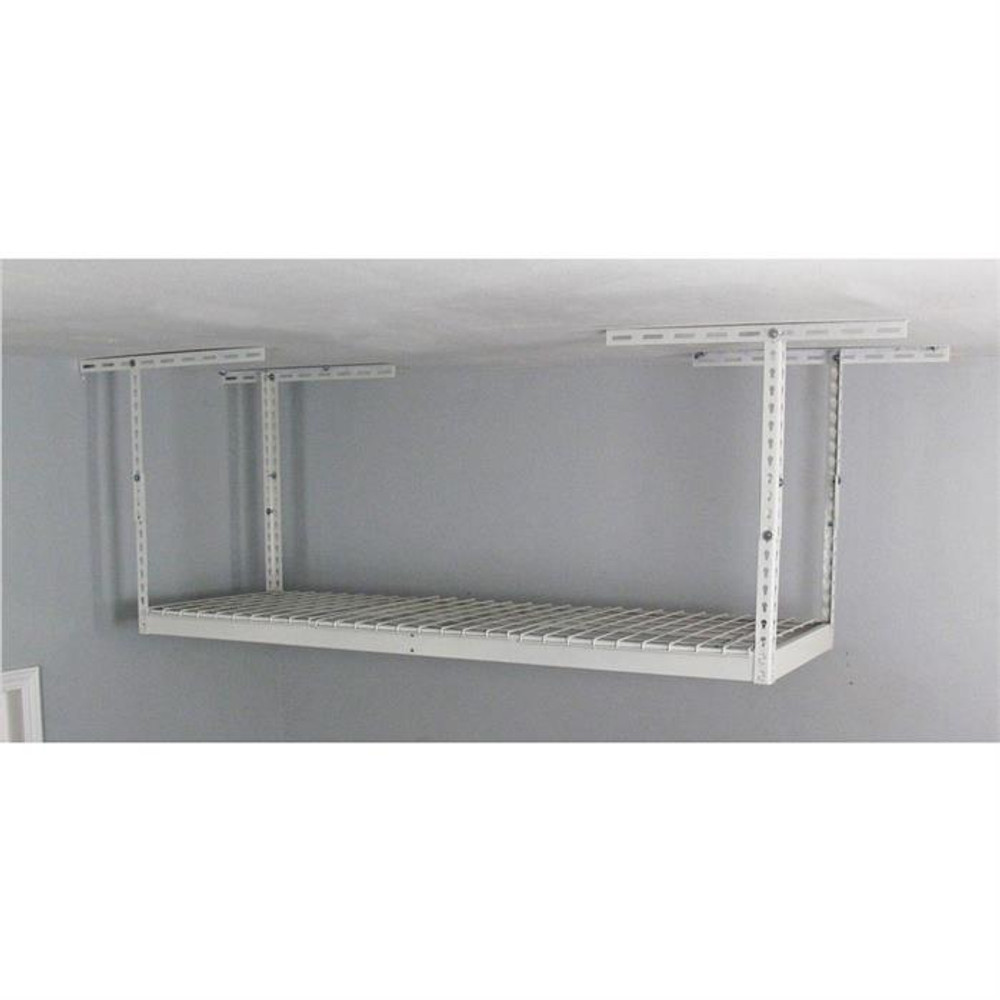 SafeRacks 2' x 6' Overhead Storage Rack 24" - 45" Drop - White SafeRacks 2' x 6' Overhead Storage Rack 24" - 45" Drop - White
