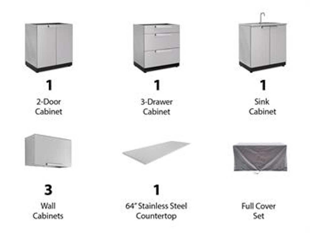 NewAge Stainless Steel 7 Piece Outdoor Kitchen Set with Countertops & Covers NewAge Stainless Steel 7 Piece Outdoor Kitchen Set with Countertops & Covers