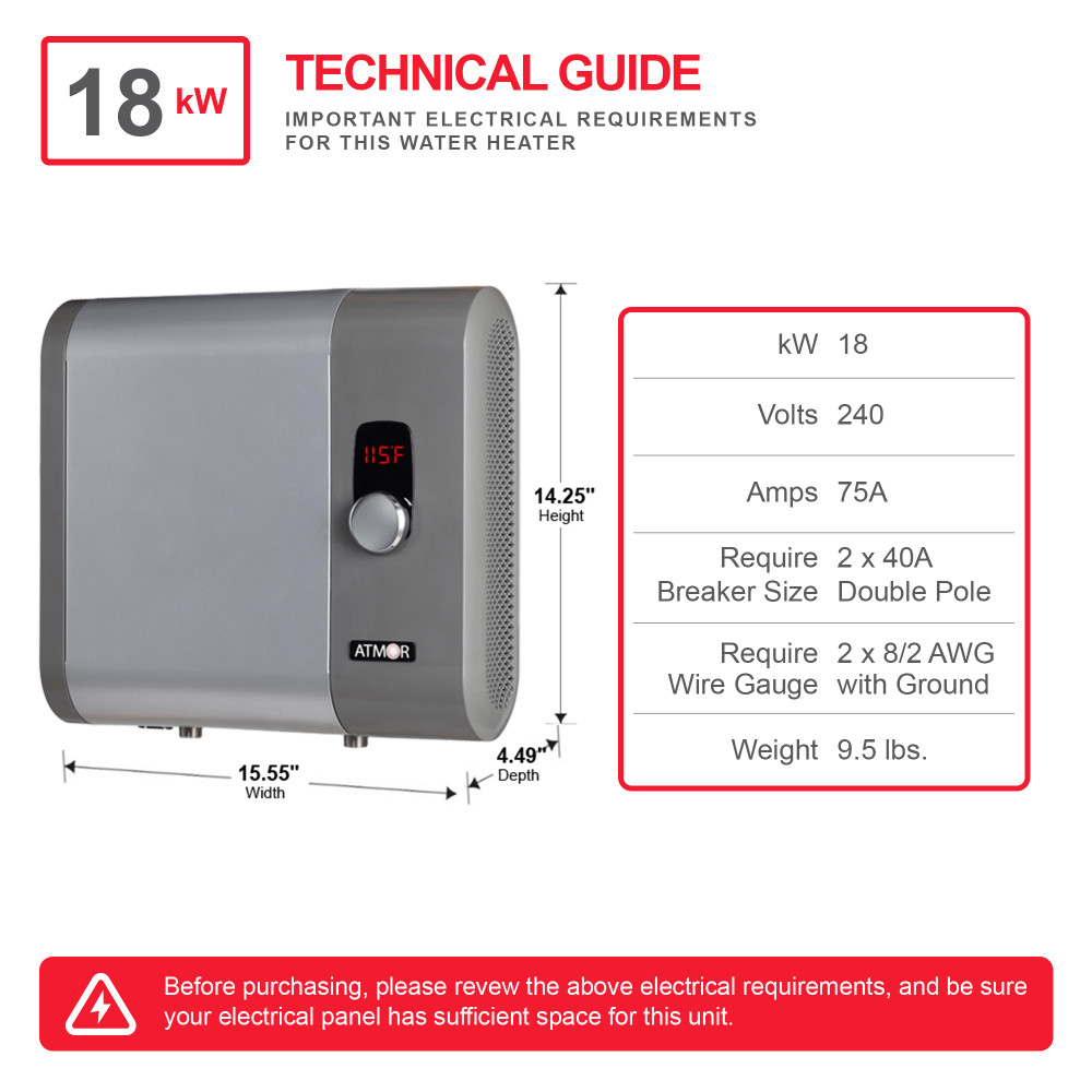 Atmor 18kW 3.73 GPM Electric Tankless Water Heater